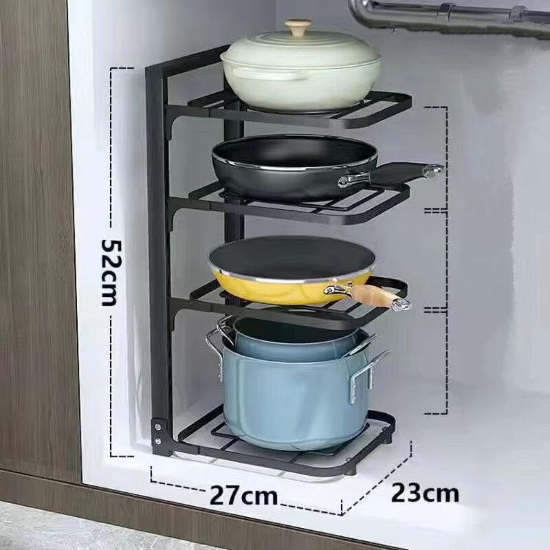 Adjustable 4-Tier Kitchen Pot Storage Rack