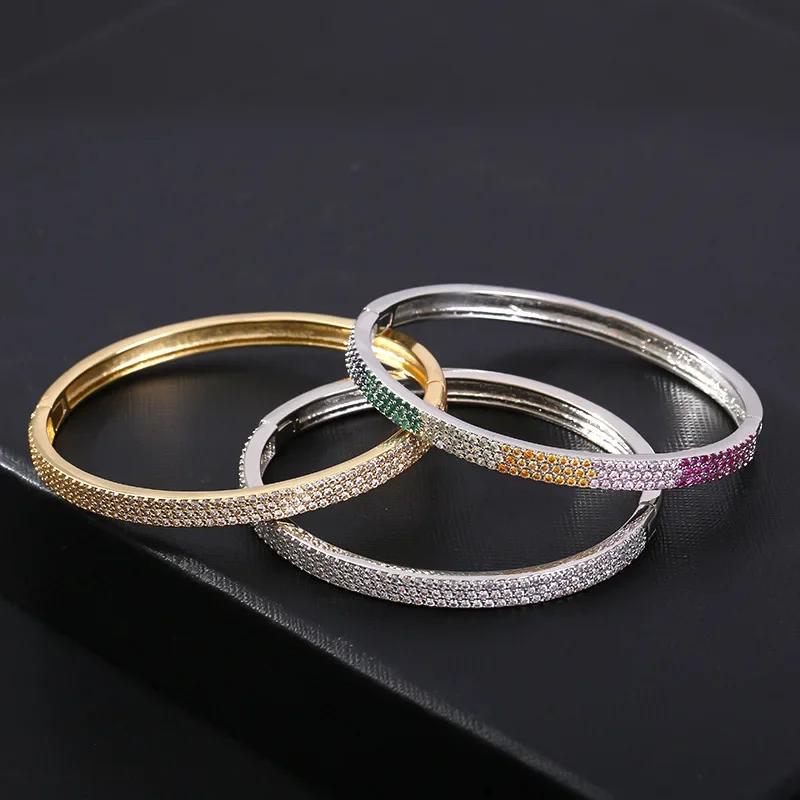 Модные микро инкрустированные циркониевые браслеты браслеты для женщин наручные украшения из нержавеющей стали многослойный браслет-манжета шарм подарки