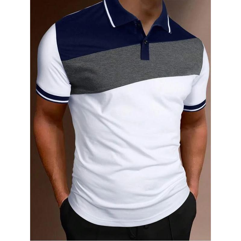 Мужская летняя приталенная рубашка поло с короткими рукавами, мужская повседневная рубашка поло со спортивными лацканами, S-5XL.