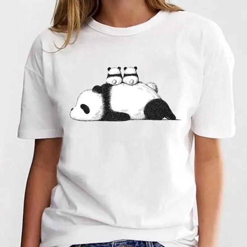 New Panda Lovely Cute T-shirt Clothing Cartoon Graphic Print Short Sleeve Fashion Casual Plus Size T Shirt Women