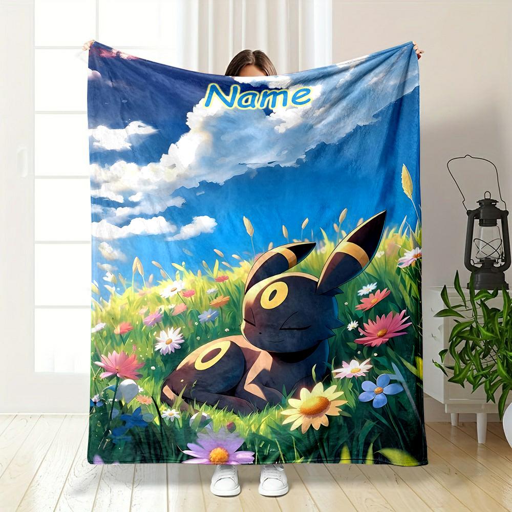 DIY Blanket P0kem0n Umbreon Printed with Name All Seasons for Couch - Super Soft Cozy Blankets for Women, Cute Gifts for Girls
