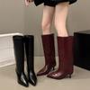 Large-top Minimalist Style Long Boots, Women's Shoes, Pointed-toe Knight Boots, Slimming Boots with Thin Heels
