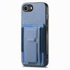 For iPhone 16e Case with Card Holder Kickstand Fiber Pattern Leather Back Cover
