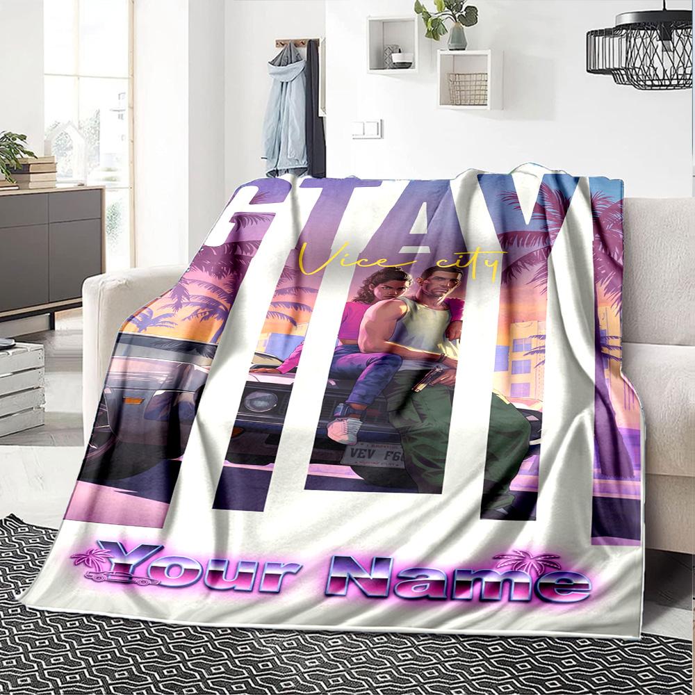 Grand Theft Auto Customize Your Name Blanket Throw Personalized Blanket Soft & Cozy Suitable for Office Chair Home Decor Couch Chair for All Occasions