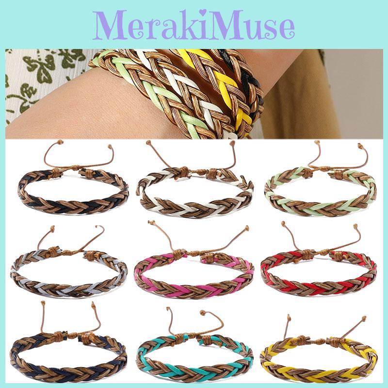 Кожаный плетеный браслет на руку в стиле Boho Chic, 9 разных цветов. Художественный и модный аксессуар для женщин.