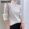 Autumn Winter Women Stretch Pleated Slim Knitted Sweater All-match Thin Bottoming Shirt Top High Neck Pullover Jumper