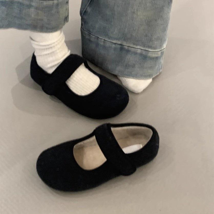 Обувь Mao Mao женская верхняя одежда 2024 зима французский маленький ароматный ветер мелкий рот теплый и бархатный одно слово Мэри Джейн обувь