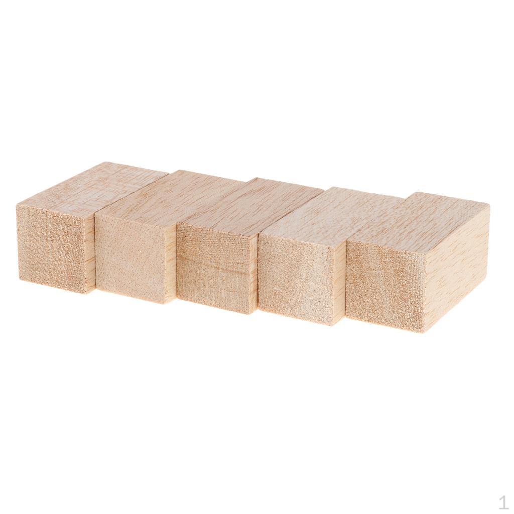 5 Packs Balsa Wood Block Stick Rod DIY Modeling Woodworking - 30x30x80mm