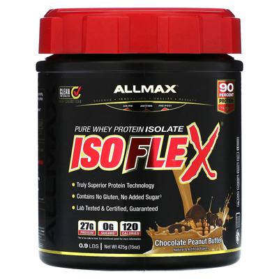 ALLMAX, ISOFLEX®, чистый изолят сывороточного белка, шоколадно-арахисовое масло, 0,9 фунта (425 г)