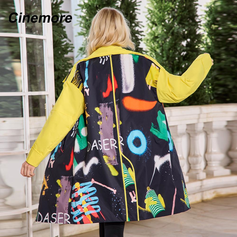 Cinemore Осенний плащ для женщин, длинная ветровка, куртка с двубортным лацканом и поясом, классическая повседневная женская TMD-327PV