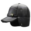 Men's Leather Hat Winter Warm Ear Protection Hat for Middle-Aged and Elderly People Bomber Hat Thick Cold-Proof Cap