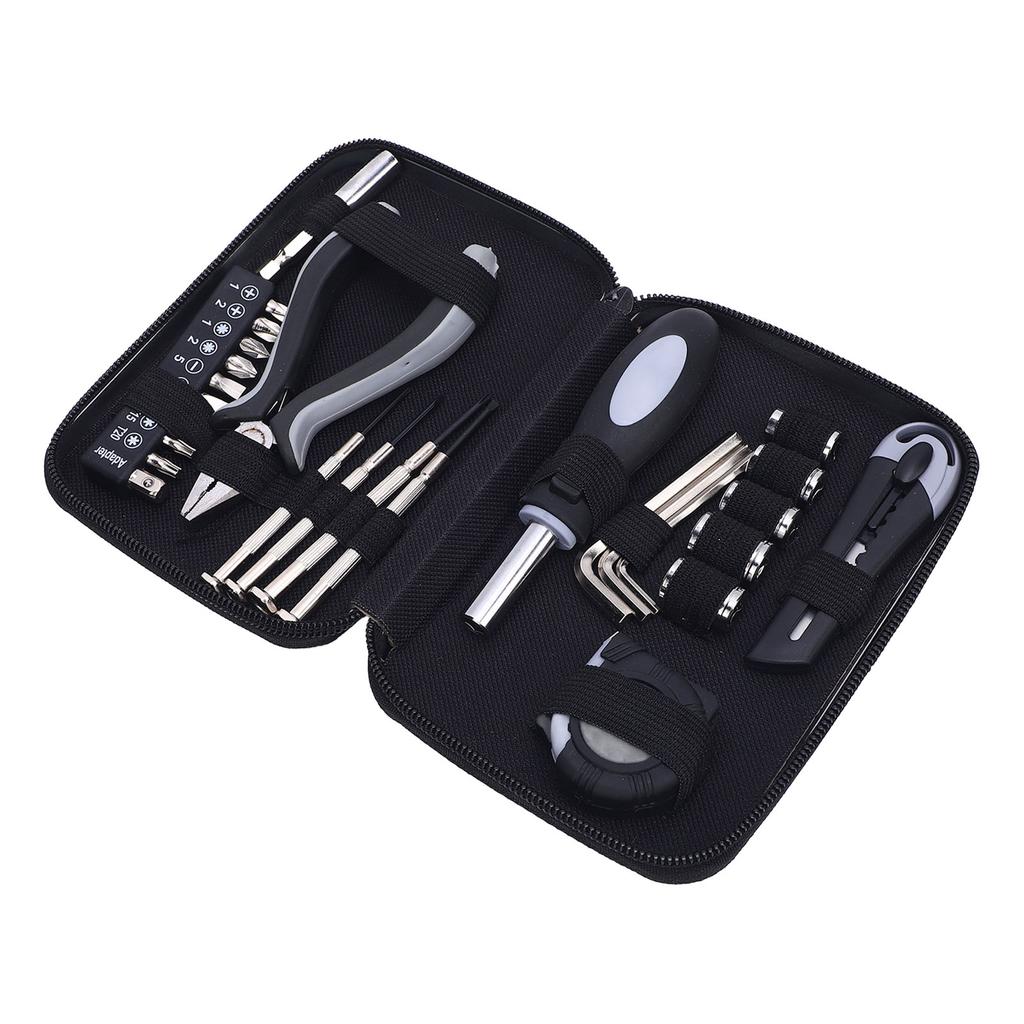 Мини Набор Инструментов Бытовой Набор Инструментов для Ремонта Плоскогубцы с Игловидными Губками Рулетка Шестигранные Ключи Набор Отверток Биты для Отверток Рукоятка с Кейсом