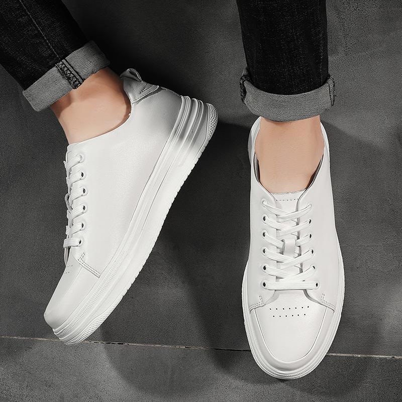 Модные весенние белые повседневные туфли на шнуровке из натуральной кожи для мужчин, высококачественные нескользящие кроссовки для скейтбординга, удобные универсальные молодежные кроссовки