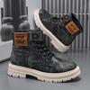 Модные мужские парусиновые ботинки ручной работы Осень Зима Теплые Удобные Высокие Повседневные Уличные Нескользящие Толстые Походные Ботинки Botas Hombre