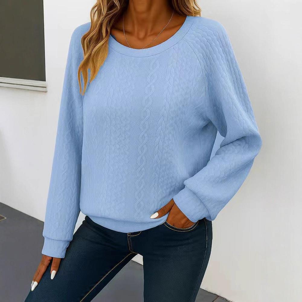2025 New Women's Casual Round Neck Long Sleeve Pullover Loose Solid Color Multicolor  Sweater