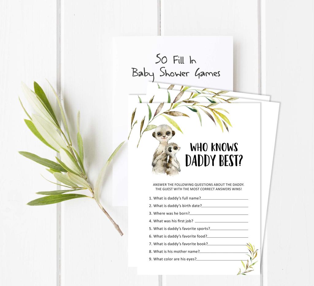 Inkdotpot Игровой набор Baby Shower из 50 игр BabyA AlphabetA ABCA Игра Meerkat Baby Gender Neutral Party