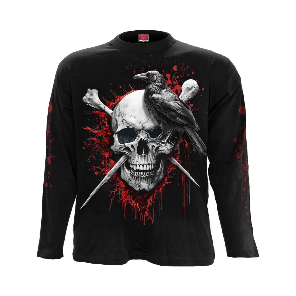 Spiral Direct Unisex Adult Death Raven Back & Sleeve Print T-Shirt