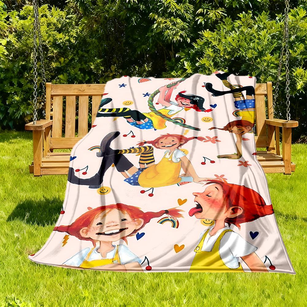 1pc Pippi Longstocking Adventure Outdoor Blanket Lightweight Flannel, Soft & Warm, All Season Use for Sofa, Outdoor, Camping, Living Room, Office