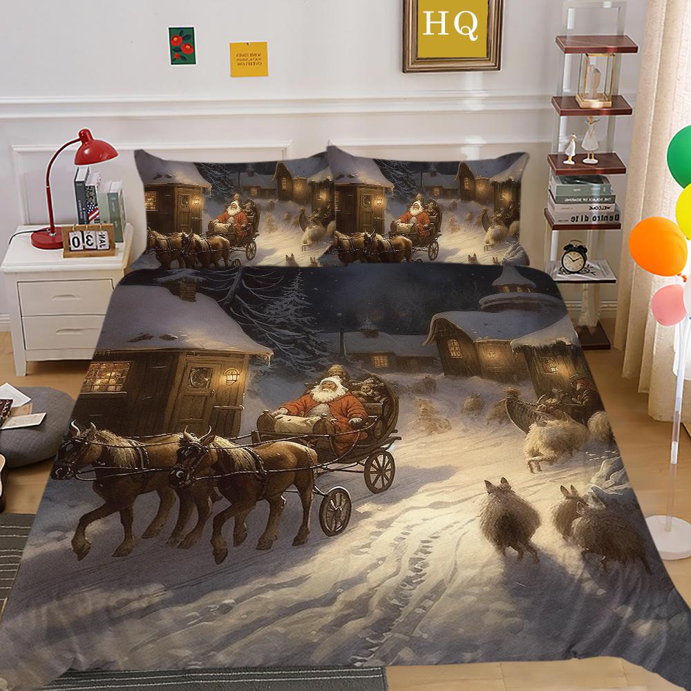 Christmas New Style Printed Full Size Bed Clothes Microfiber Highend Duvet Cover Children Bedroom Decor