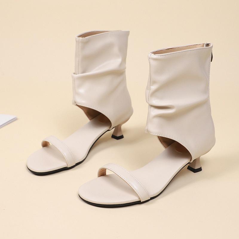 Women's Open-Toe Ankle Boots 2025 - Fashion Peep Toe Chunky Heel Sandal Booties with Back Zipper