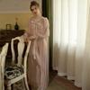 French Vintage Princess Sleepwear Women See Through Long Pajama Nightdress Fairy Ruffles Lace  Off The Shoulder Nightgowns
