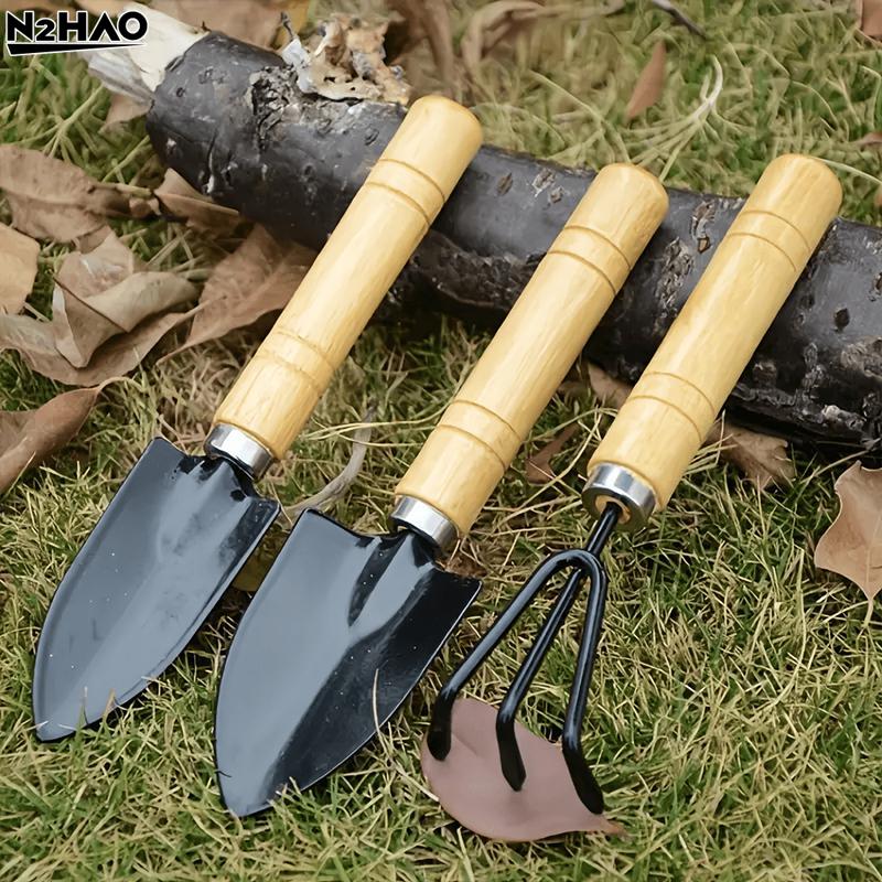Metal Mini Spade Rake Set Gardening Tool Kit for Potting Planting Easy Carry Home Use
