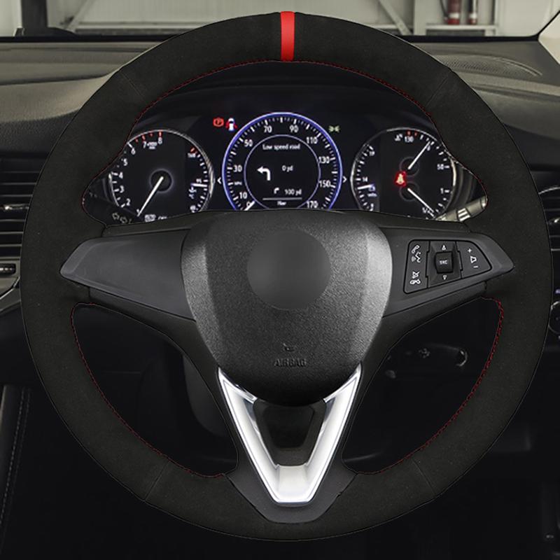 Black Suede Car Steering Wheel Cover For Opel Astra(K) Corsa(E) Crossland X Grandland X ignia Leather Steering Wrap
