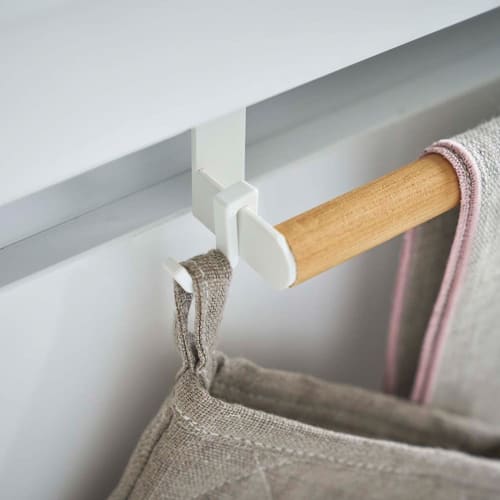 Yamazaki Tosca Sink Door Garbage Bag Holder with Towel Hanger, White, Approx. W26 x D13.5 x H23cm, Adjustable Height, Door Storage, 5030