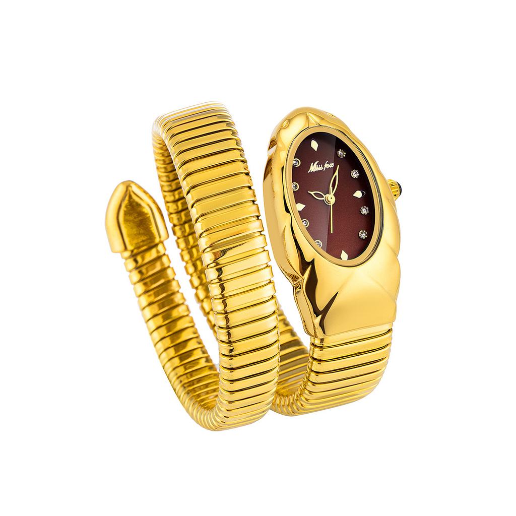 MISSFOX Женские часы-браслет Змея из нержавеющей стали Модные Золотые Женские часы Часы Роскошные Женские Наручные часы Водонепроницаемые часы