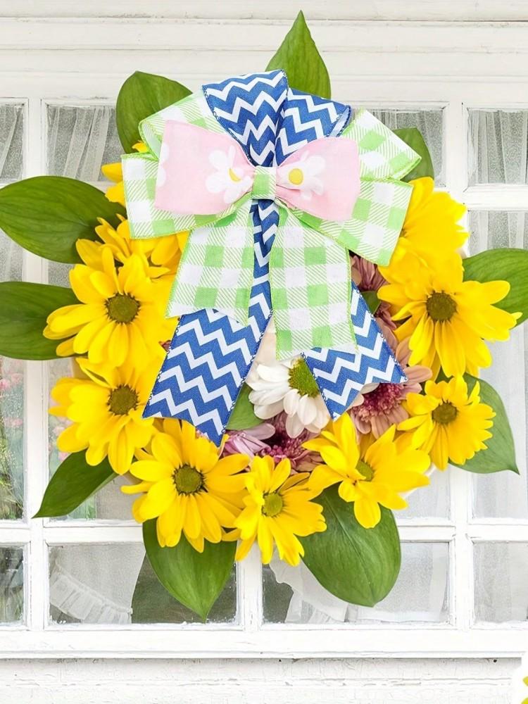 Easter Flower Daisy Ribbon Dotted Ribbon Checkered Ribbon Wave Pattern Fabric Ribbon Size 5 1 Roll