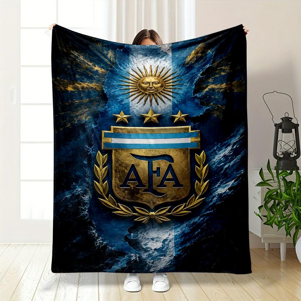 Argentina Football Association Emblem Warm blanket Flannel blanket for bedroom, living room, sofa, and nap sofas