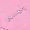 New Rose Gold Silver Long Zircon String Navel Ring Navel Navel Piercing Jewelry 