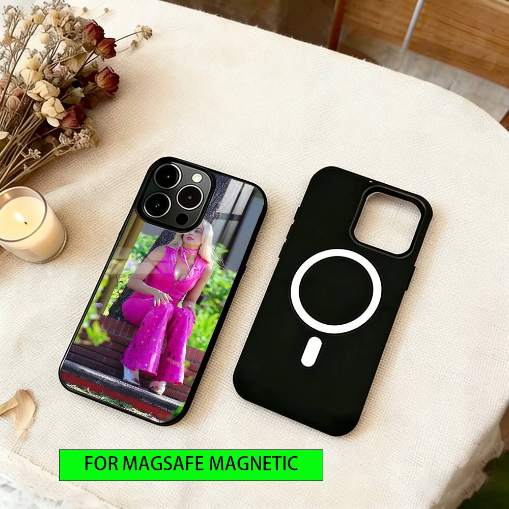 Чехол для телефона с Марго Робби для iPhone 17, 16, 15, 14, 13, 12, 11 Plus, Pro, магнитный, для беспроводной зарядки Magsafe