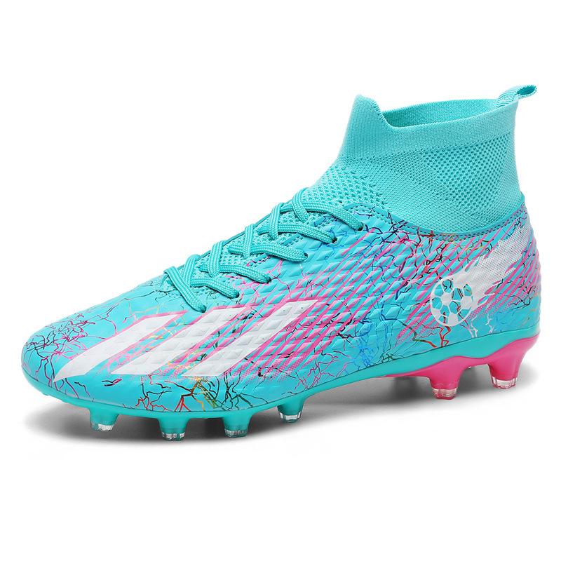 Футбольные бутсы 2025 года с высоким верхом для мальчиков и детей с шипами и шипами, соревновательные тренировочные бутсы для молодежи и студентов для искусственного газона