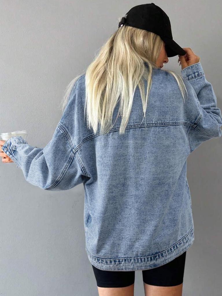 Европейская/Американская Мода Женская Свободная Джинсовая Куртка - Универсальная для Весны/Осени