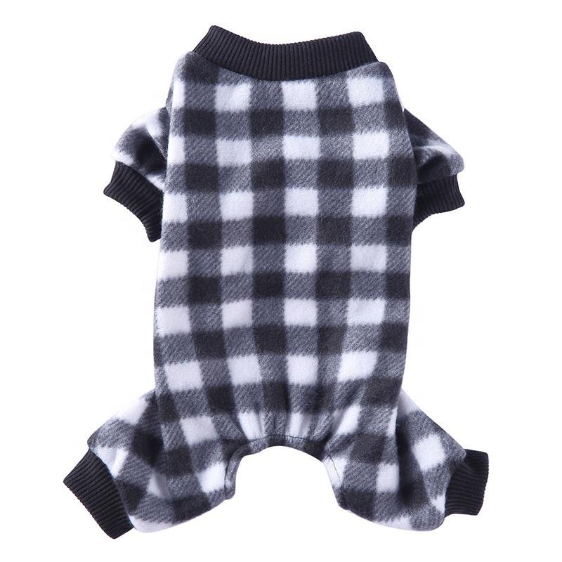 Plaid Four-Legged Polyester Pet Pajamas Soft Fleece Onesie for Small Medium Dogs Cozy Winter Sleepwear Ribbed Cuffs Classic Red