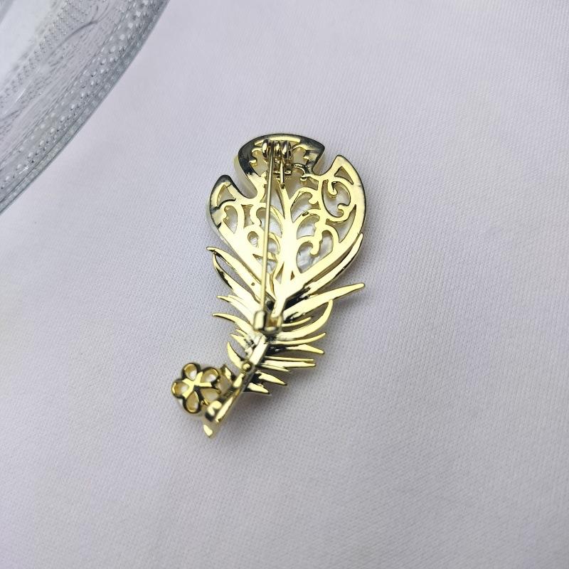 Роскошная брошь из натурального пресноводного жемчуга в виде пера, роскошная атмосферная брошь, аксессуары для костюма