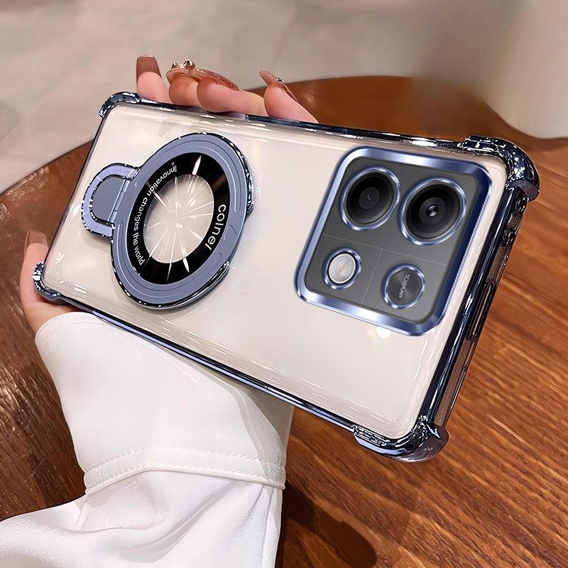 Shockproof Plating Magnetic Bracket Magsafe Case For Xiaomi Redmi 13C Note 13 Pro Plus 4G 5G Silicone Cover
