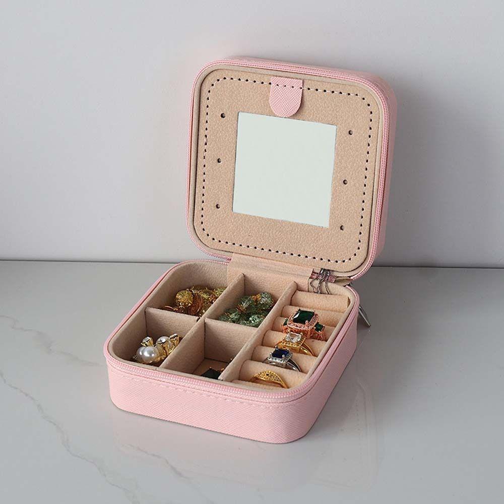 Коробка для хранения колец на молнии с розовыми буквами, портативный держатель для ювелирных изделий, дорожный держатель для ювелирных изделий