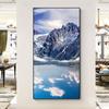 Пейзаж Снежная гора Озеро Голубое небо Белые облака Лодка в пустыне Плакаты и принты Картина на холсте Настенная живопись Домашний декор без рамки