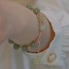 Vintage Light Luxury Imitation Hetian Jade Beaded Charm Bracelet Pearl Zircon