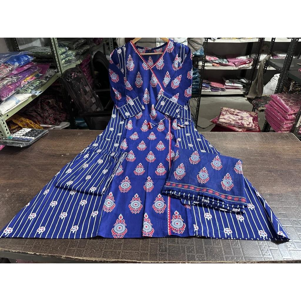 Women Indian Pakistani Kurta Pant Dupatta Suit Set Party Wear Top Tunic Kurti VF-1895a