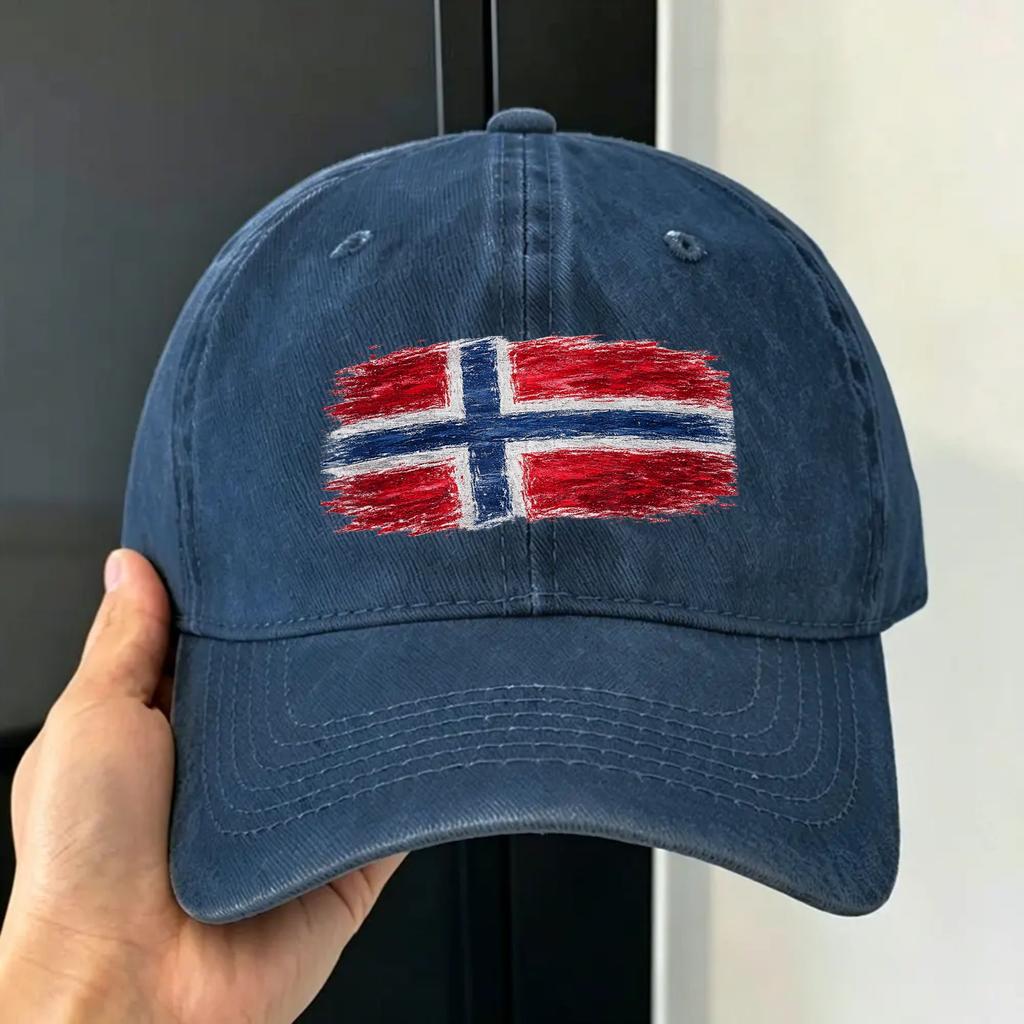 Football Soccer Norway Flag Washed Baseball Cap  yk Cool Sun Trucker Hat Summer FeUnisex Unisex Outdoor Sport Baseball Caps