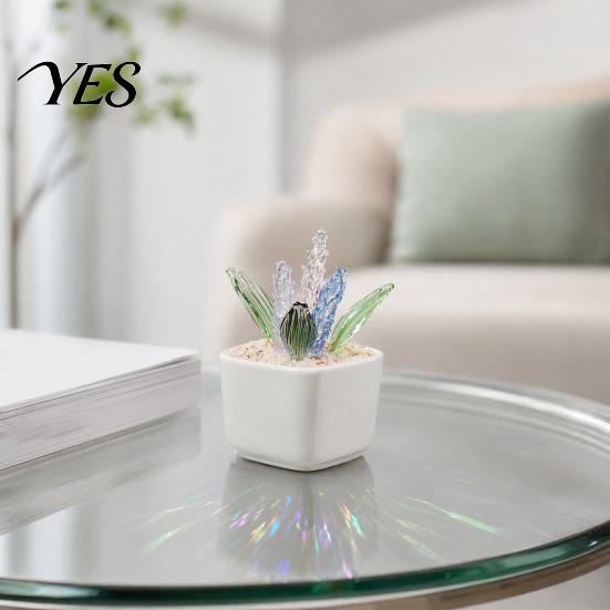 No Sunlight Needed Plant Artificial Potted Plant, Handmade Colored Glaze Lavender with Office Desk Decoration Flowerpot, Maintenance-Free Decorative