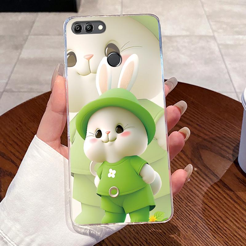 Чехол для Huawei Y9 2018 FLA-LX1 Y9 2018 Чехол Прозрачный Роскошный Милый Сердце Любви Кролик Забавный ТПУ Мягкий Силикон Чехол для Телефона Задняя Крышка