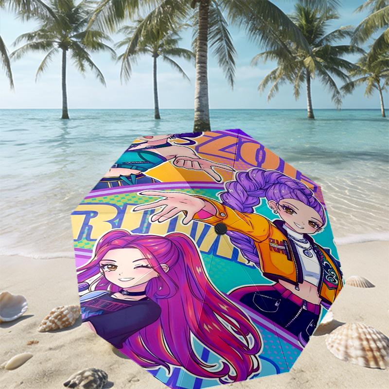 KPop Demon Hunters Print Umbrella Automatic Opening/ Closing - Portable Foldable Design - Daily use for Travel/Outdoor - Gift for Birthday