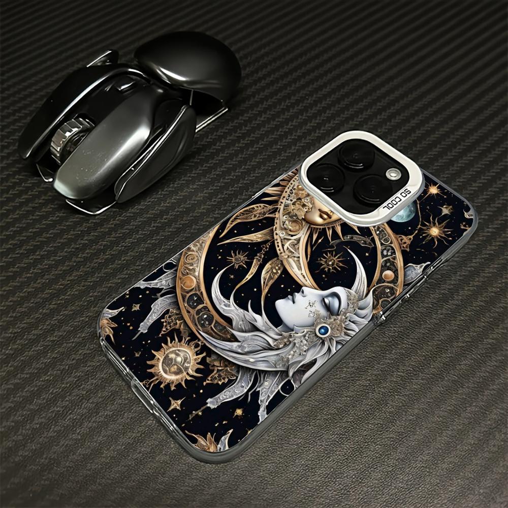 Ретро Чехол для телефона со звездно-лунным узором Подходит для iPhone 17 16 15 14 13 12 11 Pro/Max/Plus Противоударная и противоскользящая задняя крышка