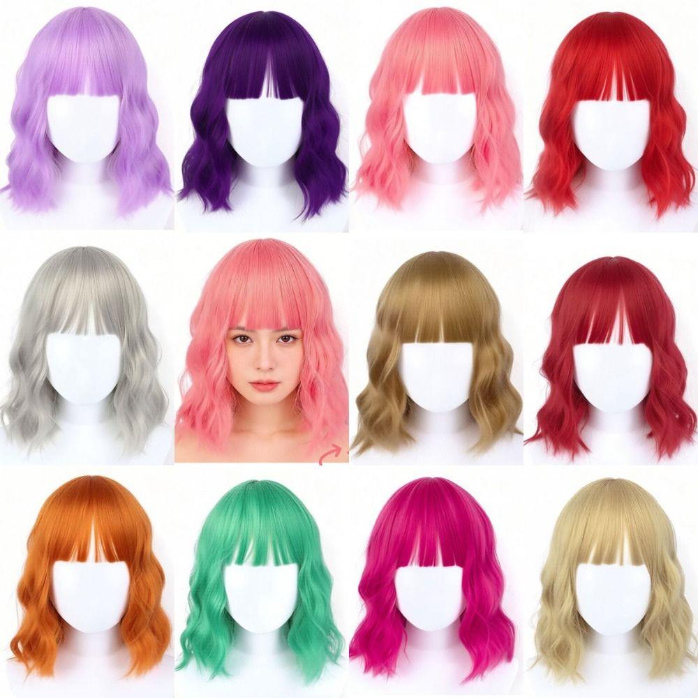 Comfortable Colorful Water Wavy Wigs Fluffy Halloween Cosplay Wig Nightclub Bar