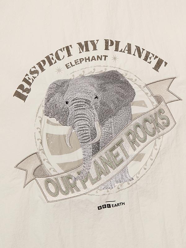 BBC EARTH Графичная круглая футболка с плетением_Слоновая кость