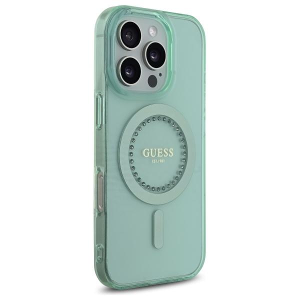 Etui do iPhone 16 Pro Max Guess Rhinestones MagSafe Zielone